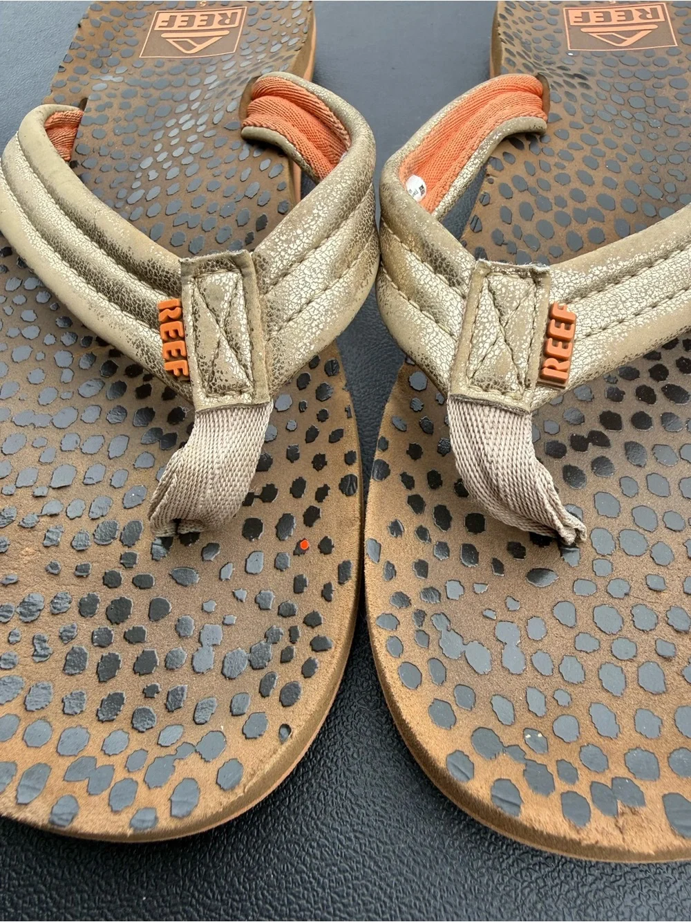 Reef Kids Brown and Orange Printed Flip Flops